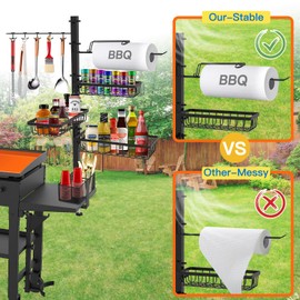 Griddle Caddy Organizer for Blackstone Griddle Accessories, BBQ Grill Picnic Utensil Condiment Caddy with Paper Towel Holder, Outdoor Kitchen Accessories for Camper, Gifts for Men, Dad