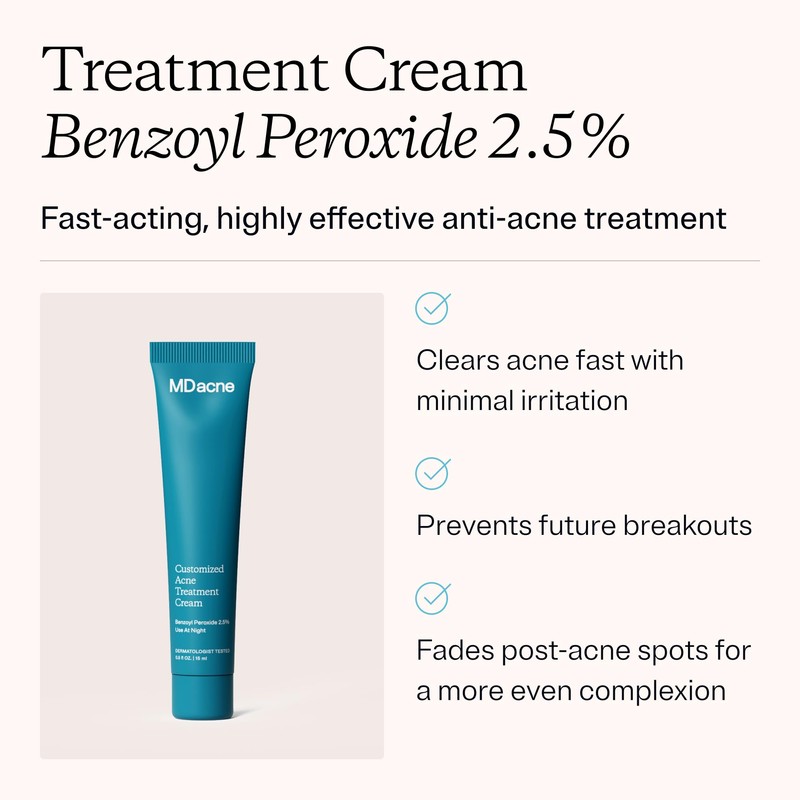 MDacne - Acne Treatment- Benzoyl Peroxide Cream 2.5% - Unclogs