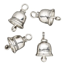 Platinum Charm, 4 Antiqued Silver Plated Pewter 16x12mm Bell Drop Charms