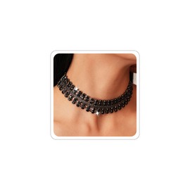 Gold Silver Black Choker Necklace for Women Gold Rhinestone Bowknot Bridesmaid Wedding Prom Gargantillas De Mujer Elegantes Tennis Net Necklace Disco Necklace Christmas Graduation Prom Jewelry Accessories (A-Black)