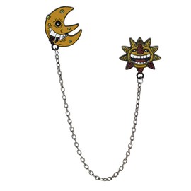 OYSTERBOY 2Pcs Soul Eater Moon and Sun Anime Enamel Brooch Pin Fashion Accessory for Jackets Shirts Backpacks Clothing Gifts Cosplay Costume DIY, Metal