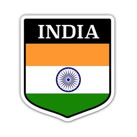 Squiddy India Flag Shield - Vinyl Sticker for Car, Laptop, Notebook (5" high)