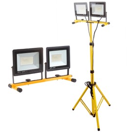 21000 Lumen Work Lights with Stand, 2 Adjustable Head LED Work Light, with Adjustable and Foldable Tripod Stand, Waterproof Lamp with Individual Switch with 6500 Kelvin Color Temperature
