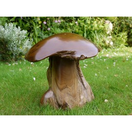 My Square Mile Wooden Mushroom Garden Ornament | Teak Wood For Indoor & Outdoor Use | Hand Carved Garden Sculpture (Large Teak (5kgs))