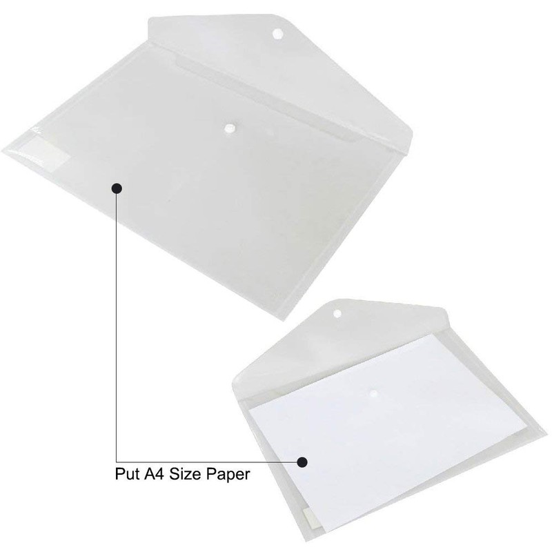 Plastic Envelopes with Button Snap Closure, 20pcs Clear Poly Folders