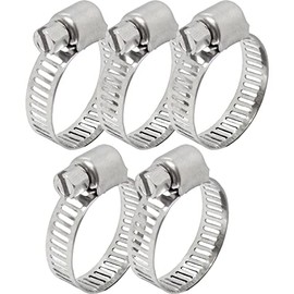 Lumonic 5 x 16-25 mm Hose Clamp Stainless Steel V4A 304 I Adjustable Hose Clamps for Screwing I for Pipes Hoses Washing Machine Car House G