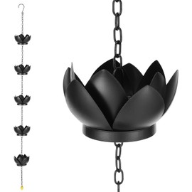 LimCryspp High-Quality Metal Artificial Lotus Rain Chain Replacement, Adjustable Length S-Shaped Hook, Suitable for Drainage Ditches