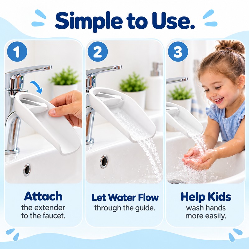 Kids Faucet Extender for Hand Washing – Water-Guiding Sink Attachment