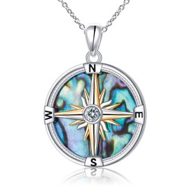 Alphm Compass Necklace for Women 925 Sterling Silver Compass Pendant Graduation Jewelry Present for Daughter Sister