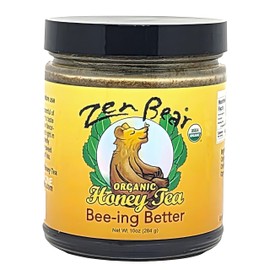 Zen Bear Organic Bee-ing Better Honey Tea - Echinacea, Lemon Balm, Ginger & Cayenne Infused Raw Honey Tea - Daily Well-Being Elixir for Immune Support & Delightful Flavor | 8 oz Jar