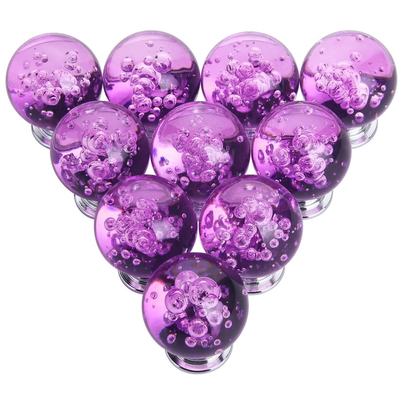 IEIK 10 PCS Crystal Cabinet Knobs Round Glass Bubbles Dresser