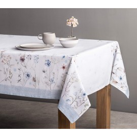 Maison d' Hermine Ice Floral 100% Cotton Tablecloth for the Kitchen, Dinner, Tabletop, Party Decoration, Weddings, Thanksgiving/Christmas (Rectangle, 140 cm x 180 cm)