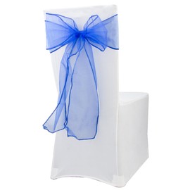 Time to Sparkle 22x280cm Organza Chair Sashes Wider Fuller Cover Party Decoration 10PCS Bow Sashes for Wedding -Royal Blue