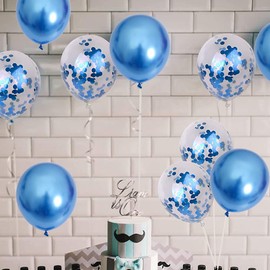 Vicor Blue Balloons,Metallic Blue Balloons,12 inch Blue Confetti Balloons for Birthday (15pcs Blue)