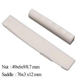 RuiJOTWAT 12 Strings Acoustic Guitar Bone Bridge Saddle Nut Upper string pillow (49 * 6 * 9.2/8.7mm) + lower string (76 * 6 * 13mm) for Folk guitar 49mm / 76mm Replacement Parts