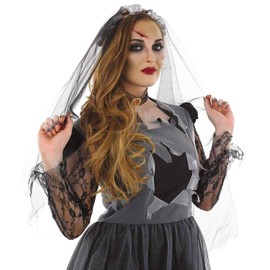 Fun Shack Womens Corpse Bride Costume Adults Black Zombie Wedding Dress Outfit , Corpse Bride Gown, L