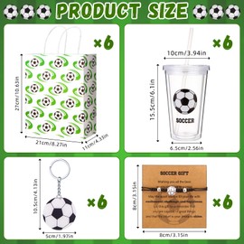 SiliFine Ball Gifts Sports Theme Party Favors Set Include Photo Frame Plastic Cup Bracelet Keychain Gift Bag for Ball Party Reward Gifts(Soccer)