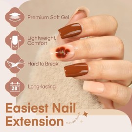 Luckyfairy Short Square Nail Tips 240PCS Full Matte Pre-Filed No C-Curve 15 Sizes Press On