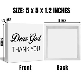 Christian Decor Religious Wood Sign Dear God Thank You Wooden Box Block Sign Home Entryway Fireplace Table Shelf Decoration