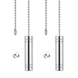 PLCatis Light Pull Cord 2PCS Bathroom Light Pull Cord Handle Easy to Install 89cm Adjustable Stainless Steel Beads Pull Chain Decorative Accent Pull Switch Handle for Celling Fans Light Fixtures
