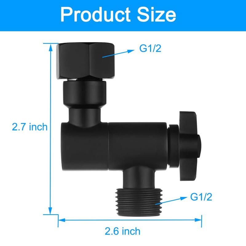 360° Adjustable Shower Head Extension Adapter, Matte Black Shower Angle