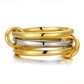 TINGN Stackable Ring for Women Dainty Gold Ring CZ Mixed Thumb Rings Non Tarnish Interlocked Fidget Rings for Anxiety Women