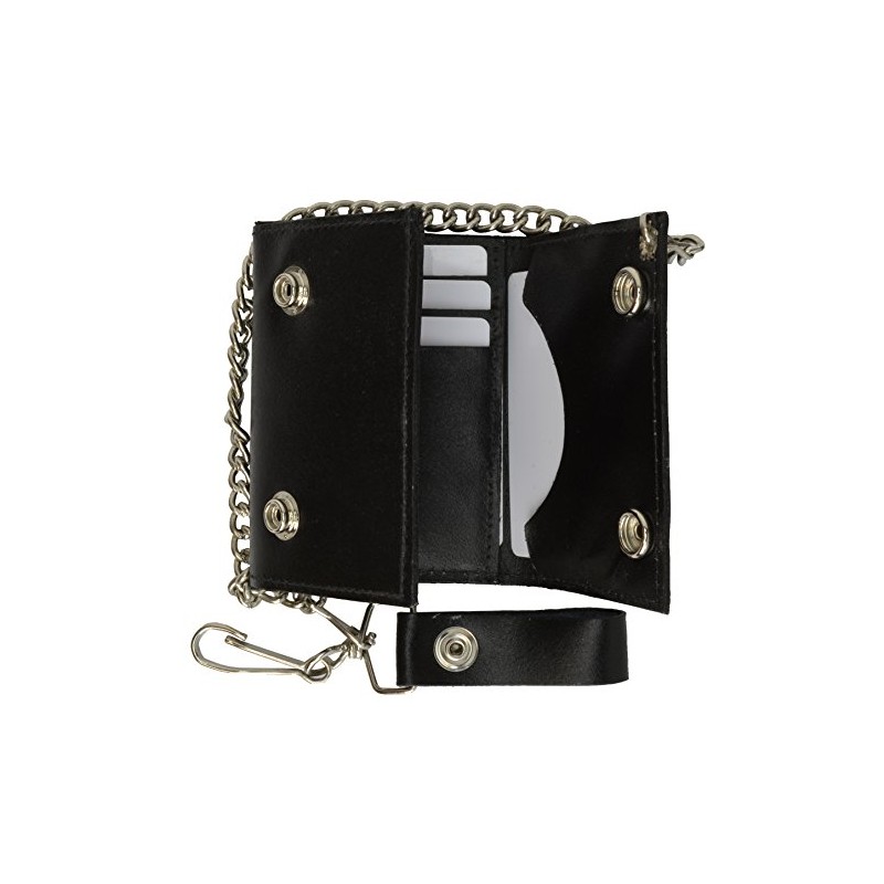 Genuine Leather Trifold Biker Chain ID Card Holder Wallet Spider