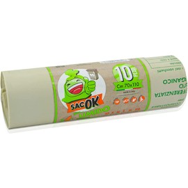 10 Biodegradable Bin Bags 70 x 110 cm, Wet Bags, Rubbish Bags, Biowaste Collection, Biodegradable Wet Bags, Compostable 110 L (10)