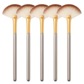 5PCS Fan Mask Brushes Soft Fan Facial Mask Applicator Tools Brush Masks Acid Applicator Makeup Brushes Cosmetic Tools with Handle for Glycolic Peel Masques Chemical Peel Brush