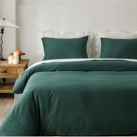 HeimenAogo 600 Tc Egyptian Cotton Duvet Cover King Size Ultra Soft and Breathable Bedding Set with Zipper Closure Long Staple Washed Cotton Comforter Cover Silver Pine 3Pcs