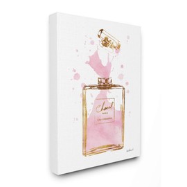 Stupell Industries Fashion Designer Perfume Pink Gold Watercolor Canvas Wall Art, 16 x 20, Multi-Color