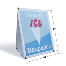 Shaved Ice Raspados Sidewalk Sign 18 Inch x 24 Inch A-Frame Images On Both Sides | Refreshing Mexican Treats, Sweet and Savory, Food Promotions | Made in USA