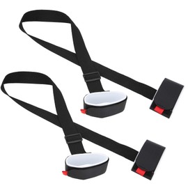 Ski Board Snowboard Back Shoulder Carry Strap Set, 2Pcs Ski and Pole Carrier Straps, Adjustable Ski Back Shoulder Straps Ski Bag Accessories with Handle Fixing Belt 43.3x1.4 inch
