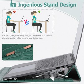 HYZUO 13 Inch Laptop Case with Built-in Stand for MacBook Pro 13 M2/M1 Pro/Max A2686 2024-2016, MacBook Air 13 M2/M1 A2681 2024-2018, Laptop Sleeve with Small Carry Case, Crocodile Pattern Green
