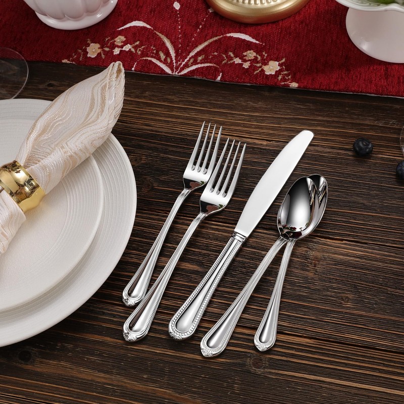 KEAWELL Pearl Edge 4-Piece Premium Spoon Set, 18/10 Stainless Steel,