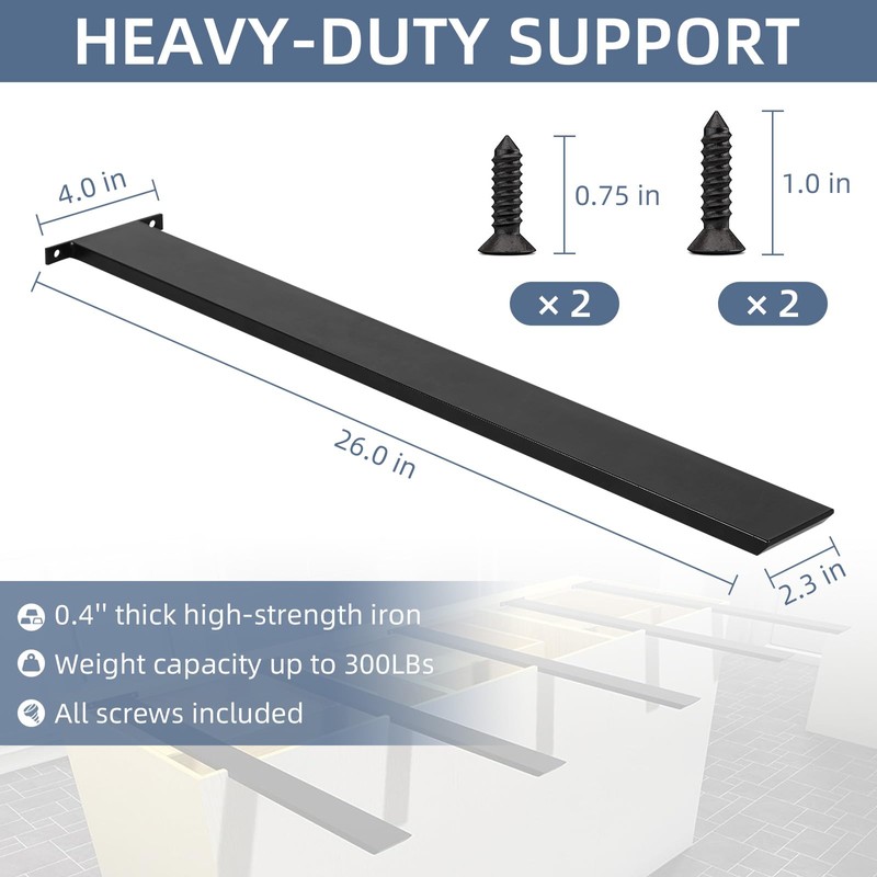 Hidden Island Countertop Support Bracket, Solid Heavy Duty Floating Shelf