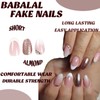BABALAL Almond Press-on Nails - Short French White Glue Nails,