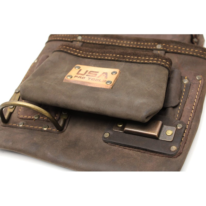USA Pro Tools Oil Tanned Leather Tool and Nail Pouch
