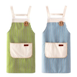 Hwtcjx Kitchen Apron, 2 Pieces Apron with Pockets, Adjustable Kitchen Apron, Machine Washable Kitchen Aprons, Apron for Men Women Kitchen Restaurant Cafe (Red, Green), green, blue