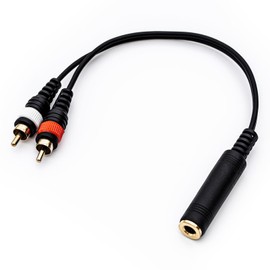 pegcabac 1/4 inch to 2RCA Splitter Cable, 6.35mm Stereo Jack Female to 2 RCA Male Plug, Audio Adapter Mono Y Splitter Converter Cord Compatible for Mixer,Tablets, Speakers,MP3 (25cm/10inch)