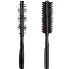 2 Pieces Thick Round Hair Comb Bristle Round Hair Brush Blow Drying Hairbrush Small Brush Short Hair Massage Comb Head Massage Round Brush Roll Hairbrush for Wet or Dry Hair (Black)