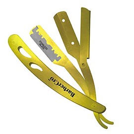 Professional Barber Straight Edge Razor with Salon Quality Stainless Steel (Gold)