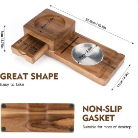 Scotte Ashtray Coaster Glass Holder Tray Wooden Ash Tray with Drawer Home Accents Decor