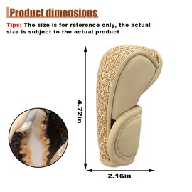 LAINLOY Car Gear Shift Knob Cover, Leather Automotive Stick Shifting Handle Knobs Protector, Anti-Slip Anti-Scratch Car Shifter Cover, Car Interior Decoration Universal for Truck, SUV, RV (Beige)