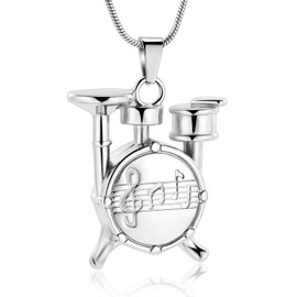 Unique Drum Set Music Charm Necklace Urn Pet/Human Cremation Pendant Necklace Jewelry for Ashes Cremation Jewelry