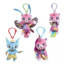 Rainbow Butterfly Unicorn Kitty Set of 4 Rainbow Butterfly Unicorn Kitty Plush Key Chain Bundle Ages 3+
