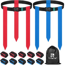 Flag Football Belts - 10 Sets of Adjustable Flag Football Set, Contains 30 Football Flags and Storage Bag, Perfect for Youth Adults and Children To Capture The Flag