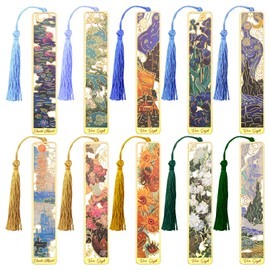 Sgbvzbd 10 PCS Metal Bookmarks with Tassel, Bookmarks for Reading Women, Pretty Bookmarks for Women, Beautiful Metal Bookmark, Retro Oil Painting Bookmark(BKM-036-F10)