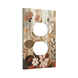 Xuejiaku Decorative Outlet Covers Boho Minimalist Vintage Wildflowers Plant 1 Gang Duplex Light Switch Cover Plate Electrical Switch plate Covers Wall Plates Receptacle Cover for Bathroom Bedroom