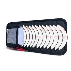Fancy Mobility CD Case Holder for Car - Sun Visor Organizer for 12 CD’s/Dvd’s, 1 Mesh Pocket & 1 Horizontal Pen Holder - Safe, Ergonomic Design (Black)